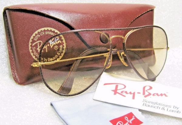 RAY-BAN *MINT B&L VINTAGE AVIATOR *LEATHERS *SUPER-CHANGEABLES SUNGLASSES & CASE - Vintage Sunglasses 