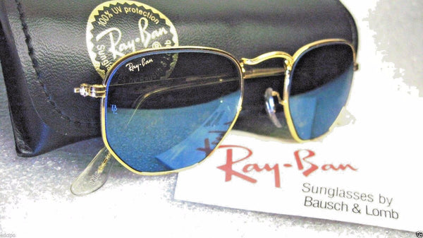 RAY-BAN *NOS VINTAGE B&L Classic Metals W1864 Hexagon BlueMirror *NEW SUNGLASSES - Vintage Sunglasses 