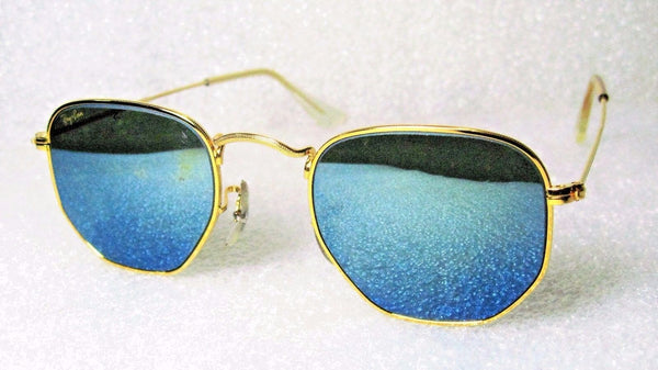 RAY-BAN *NOS VINTAGE B&L Classic Metals W1864 Hexagon BlueMirror *NEW SUNGLASSES - Vintage Sunglasses 