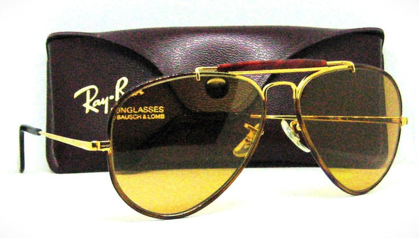 Ray-Ban USA Vintage 80s B&L  Aviator Tortuga  Ambermatic Deep Groove  Sunglasses