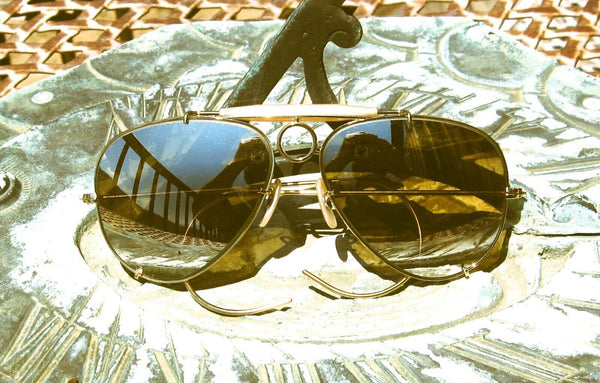 Ray-Ban USA NOS Vintage B&L Aviator Sharp Shooter DGM Ambermatic New Sunglasses