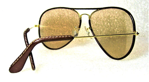 Ray-Ban USA Vintage B&L Aviator "Leathers" Brown *Changeables *Mint Sunglasses - Vintage Sunglasses 