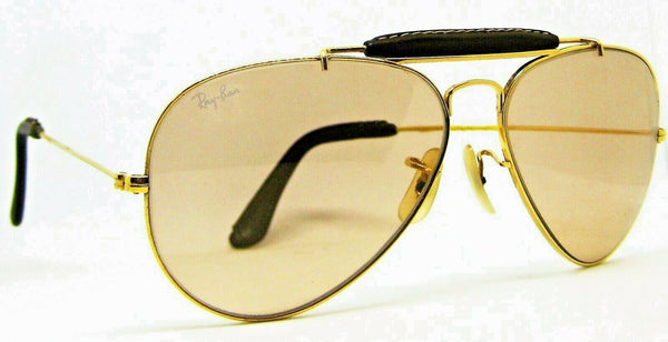 Ray-Ban USA Vintage B&L Aviator Leathers 58mm Brown Photo-Changeable Sunglasses - Vintage Sunglasses 