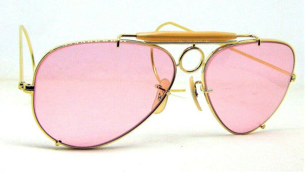 Ray-Ban USA NOS Vintage B&L Aviator 58mm DLX Shooter Rose Changeables Sunglasses