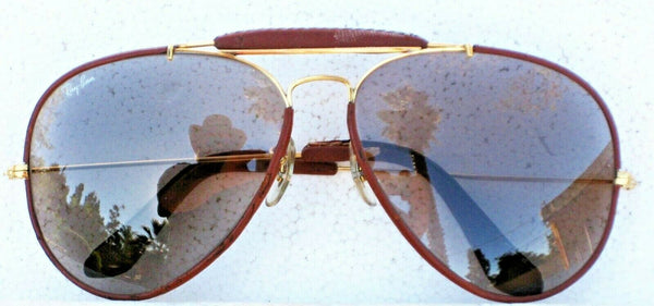 Ray-Ban USA NOS Vintage B&L Aviator Leathers 62mm Brown Photo-Changeable New Sunglasses