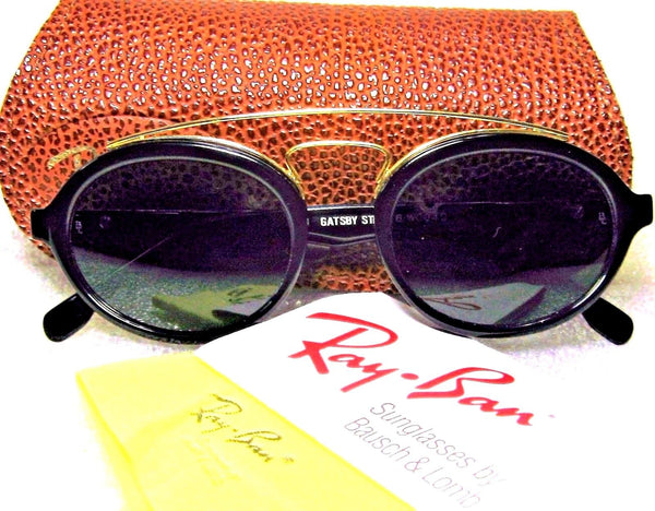 Ray-Ban USA Vintage NOS B&L Gatsby Style 6 Ebony-Gold W0940 New Sunglasses &Case - Vintage Sunglasses 