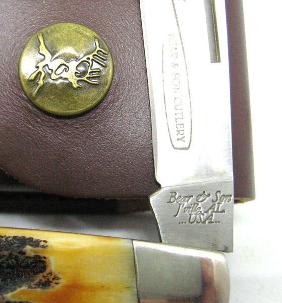 New USA BEAR & SONS MGC 2004 Transition Congress 2Blade Stag Handle Pocket Knife