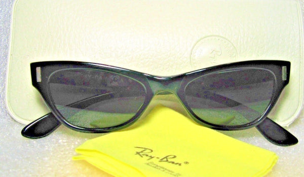 Ray-Ban USA 1950s Vintage NOS B&L Rare Silhouette Black Cateye New Sunglasses - Vintage Sunglasses 