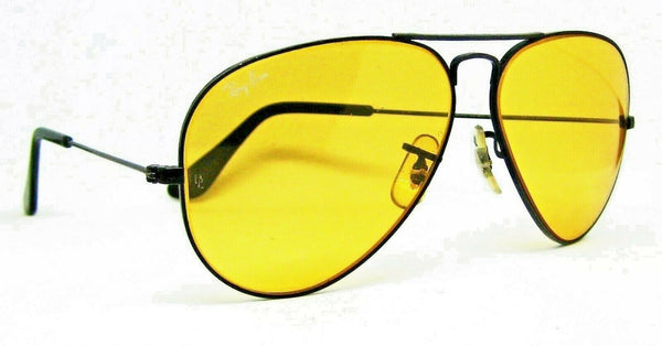 Ray-Ban USA NOS Vintage 1980s B&L Aviator Ambermatic Black Chrome New Sunglasses