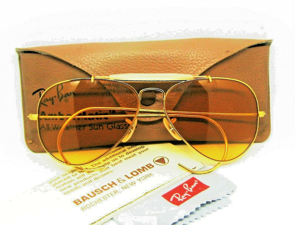 Ray-Ban USA Vintage 1970s NOS B&L Aviator Ambermatic PhotoChromic New Sunglasses