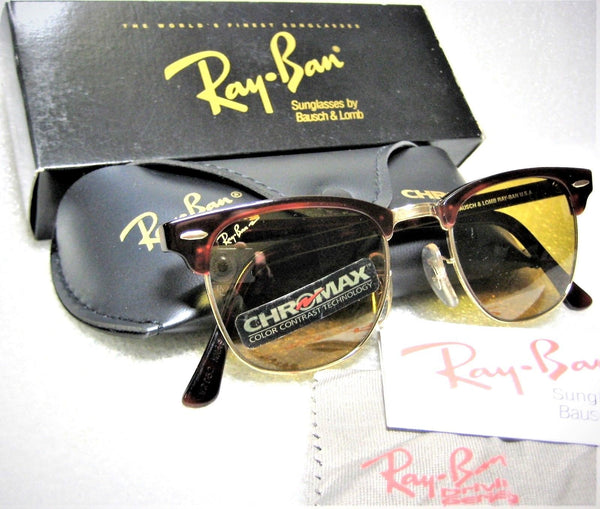 Ray-Ban USA NOS Vintage B&L Clubmaster Chromax W2052 Tortois NewInBox Sunglasses - Vintage Sunglasses 