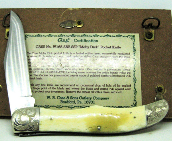 Case XX USA 1978 NOS W165 SS SAB Scrimshawed Bone Moby Dick Nantucket Ride Knife