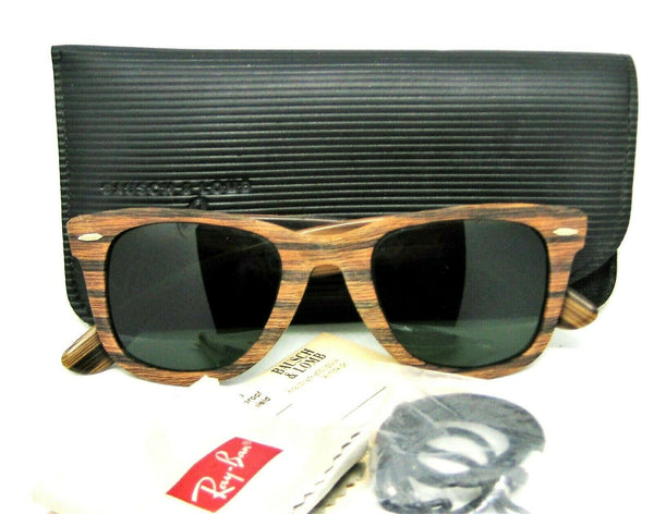 Ray-Ban USA NOS Vintage B&L Rare Wayfarer Teak-Wood Woody 5022 Mint Sunglasses - Vintage Sunglasses 