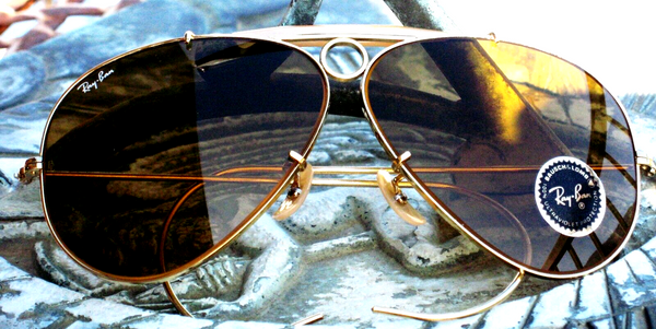 Ray-Ban USA NOS Vintage 80s B&L Aviator Bullet Shooter Ambermatic New Sunglasses