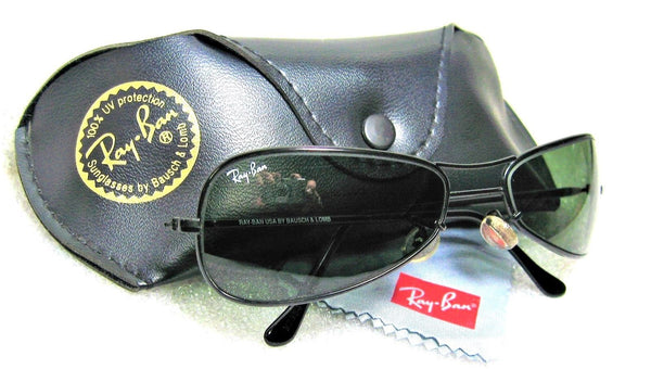 Ray-Ban Vintage NOS B&L Orbs W2384 Sleek Black Chrome Wrap New Sunglasses & Case - Vintage Sunglasses 