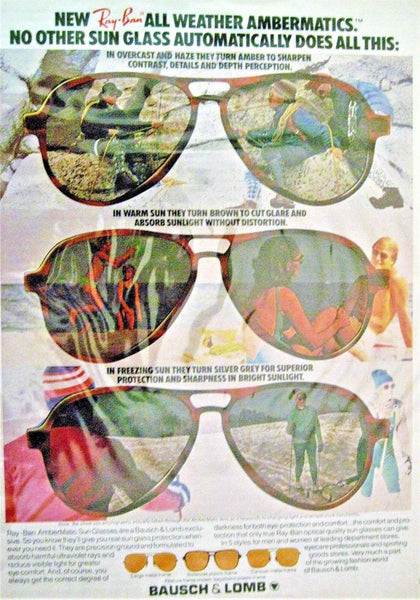 Ray-Ban USA Vintage 1970s B&L NOS Aviator Ambermatic Outdoorsman New Sunglasses