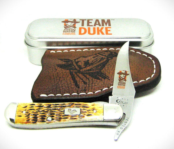 John Wayne Knife Case USA Russlock 07518 Barb Wire Bolster 2011 Duke! & sheath