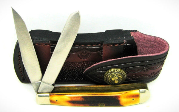 NOS Cripple Creek Bob Cargill USA Vintage 1985 stag slim trapper Rare 1 of 24