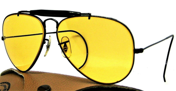Ray-Ban USA Vintage 1980s B&L Aviator Ambermatic Outdoorsman BkChrome Sunglasses