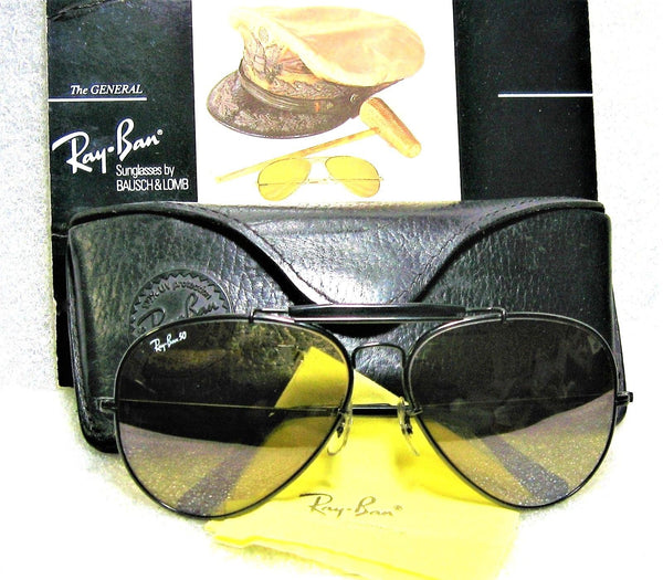 Ray-Ban USA Vintage B&L Aviator The General RB-50 Rare Black Chrome Sunglasses - Vintage Sunglasses 