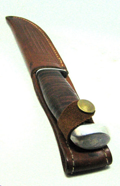 Case XX USA 385 Hunter Fixed Mirror Blade, Leather Handle Mint Knife & Sheath