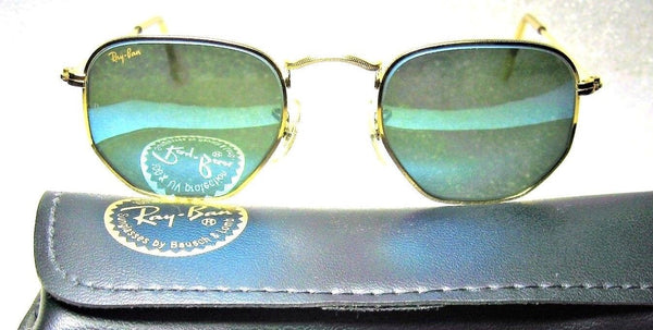 Ray-Ban USA NOS Vintage B&L Classic Metals W1864 Hex Blue Mirror New Sunglasses - Vintage Sunglasses 