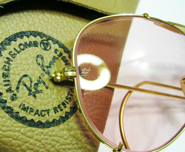 Ray-Ban USA NOS Vintage B&L Aviator 58mm DLX Shooter Rose Changeables Sunglasses