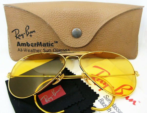 Ray-Ban USA Vintage 1990s NOS B&L Aviator Ambermatic PhotoChromic New Sunglasses