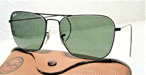 Ray-Ban USA Vintage B&L Aviator Caravan 58[]16 Black Chrome G-15 Mint Sunglasses - Vintage Sunglasses 