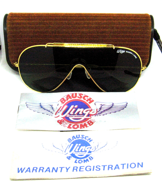 Ray-Ban USA Vintage B&L 1970s Rare Wings Uni lens Excellent Sunglasses & Case