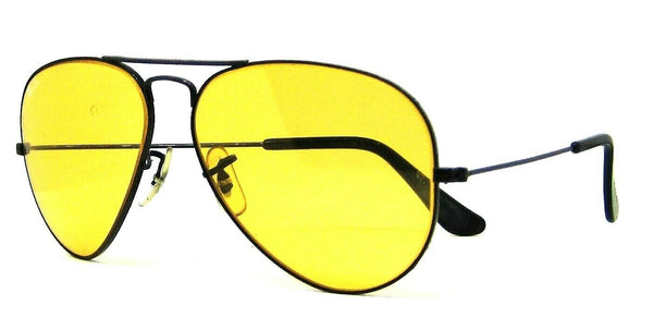 Ray-Ban USA NOS Vintage 1980s B&L Aviator Ambermatic Black Chrome New Sunglasses