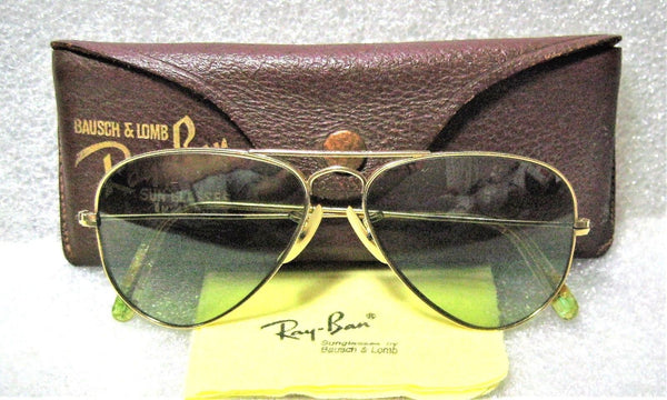 Vintage Ray-Ban USA Rare 1950s B&L 52mm TGM RB-2 Aviator 12kGF Sunglasses & Case - Vintage Sunglasses 