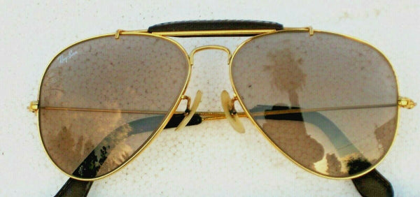 Ray-Ban USA Vintage B&L Aviator Leathers 58mm Brown Photo-Changeable Sunglasses - Vintage Sunglasses 