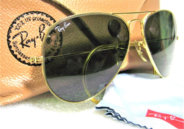 Ray-Ban USA NOS Vintage B&L Aviator G-15 Arista 24kGP 58mm New Sunglasses & Case - Vintage Sunglasses 