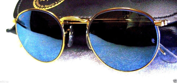 Ray-Ban USA Vintage NOS B&L Classic Metals 50 Blue Mirror 24k GP New Sunglasses
