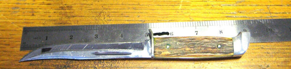 Vintage 1940s Case USA Stag 5” Chromed/saber Fixed Blade Knife w/ Leather Sheath