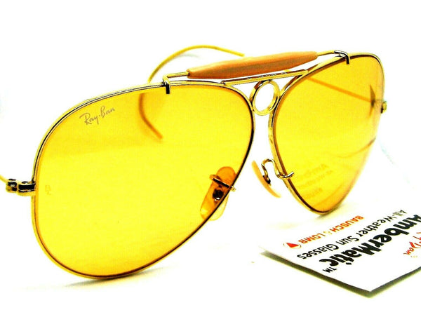 Ray-Ban USA Vintage NOS 80s B&L Aviator Ambermatic Bullet Shooter New Sunglasses - Vintage Sunglasses 