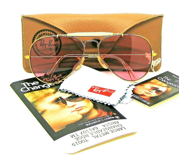 Ray-Ban USA NOS Vintage B&L Aviator Outdoorsman Rose Changeables New Sunglasses