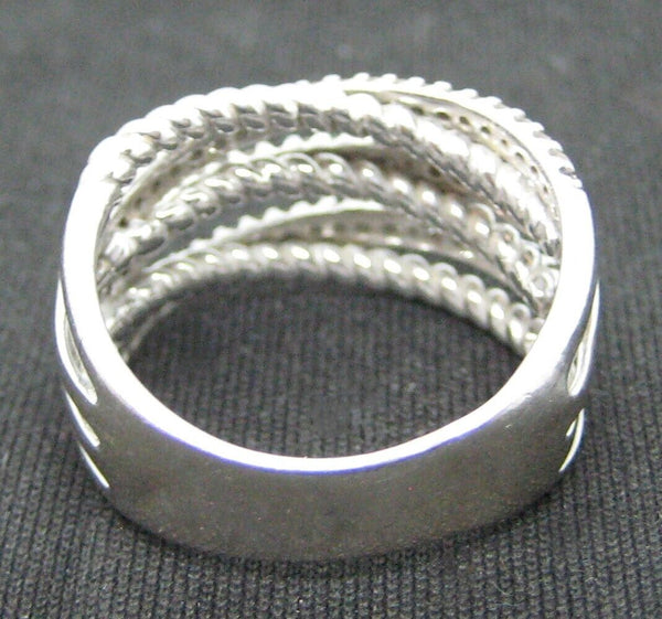 Ring 0.6ctw Diamond 14k White Gold Layered Criss Crossing Wide Band Gabriel & Co