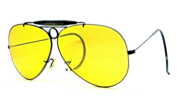 Ray-Ban USA Vintage 1970s B&L Aviator Ambermatic Shooter Black Chrome Sunglasses - Vintage Sunglasses 