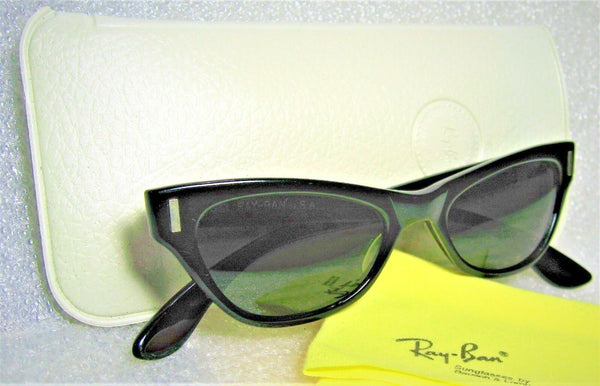 Ray-Ban USA 1950s Vintage NOS B&L Rare Silhouette Black Cateye New Sunglasses - Vintage Sunglasses 