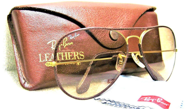 Ray-Ban USA Vintage B&L Aviator Leathers Brown Changeables Mint Sunglasses - Vintage Sunglasses 