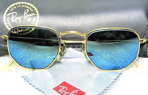 Ray-Ban USA NOS Vintage B&L Classic Metals W1864 Hex Blue Mirror New Sunglasses - Vintage Sunglasses 