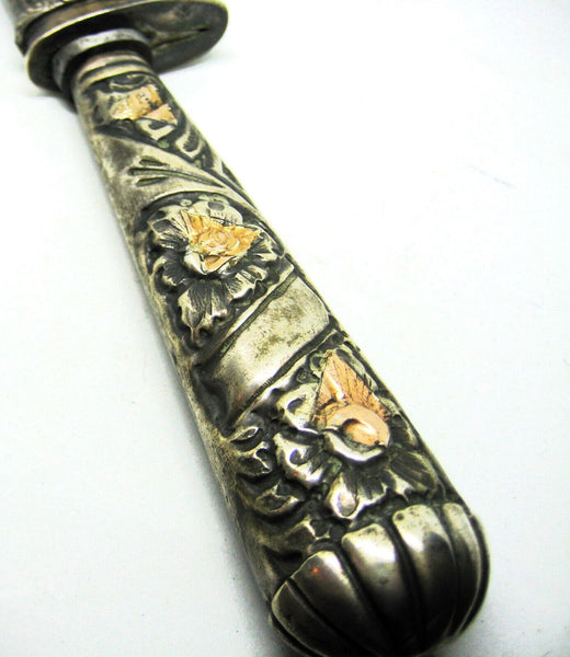 Vintage 1960s NOS Gaucho Facon Silver & Gold Belt Boot Argentine Knife & Sheath