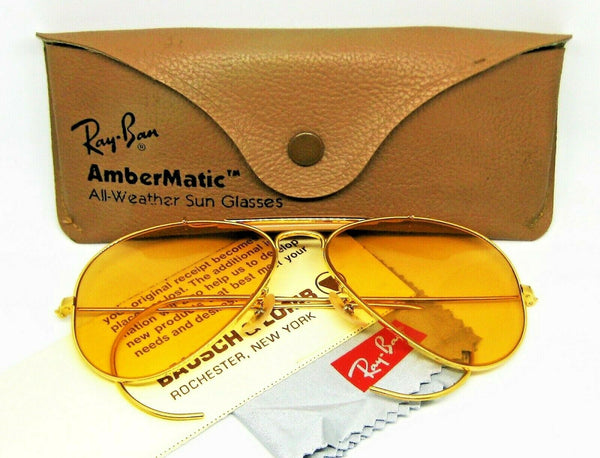 Ray-Ban USA Vintage 1970s NOS B&L Aviator Ambermatic PhotoChromic New Sunglasses
