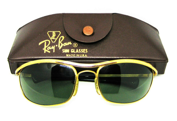 Ray-Ban USA Vintage 1960s B&L Olympian Deluxe I L0255 EZ Rider Sunglasses & Case - Vintage Sunglasses 