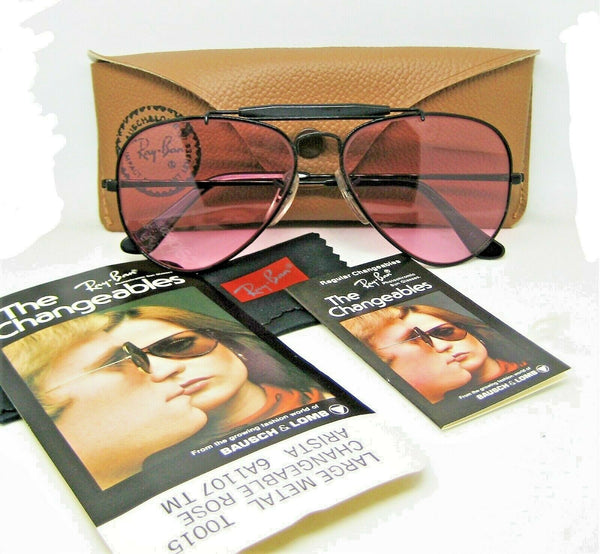 Ray-Ban USA NOS Vintage B&L Bravura 58mm Aviator Rose Changeables New Sunglasses