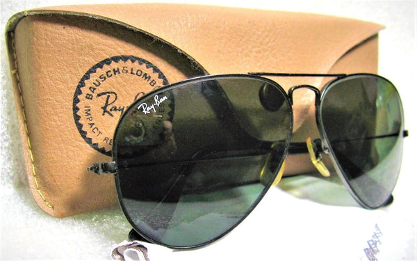 Vintage Ray-Ban USA B&L Aviator Black Chrome 58 G-15 Near Mint Sunglasses & Case - Vintage Sunglasses 