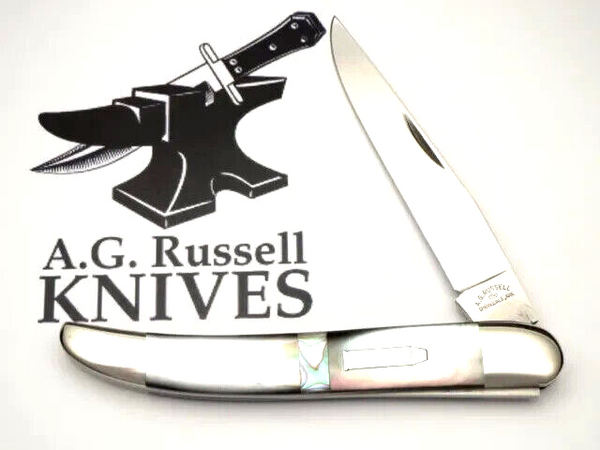 Rare A.G. RUSSELL USA Vintage 2001 TEXAS RANGERS Bone Folding Knife & Sheath