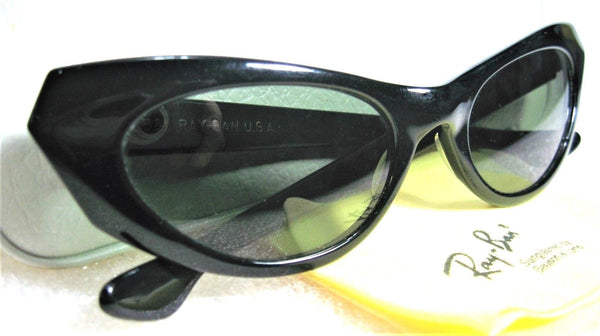 Ray-Ban USA 1950s Vintage B&L Rare Marche' Black Cateye Mint Sunglasses & Case - Vintage Sunglasses 
